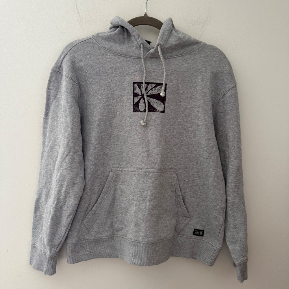 Mountain Hardwear Womens Gray Organic Cotton Graphic Pullover Hoodie Size M